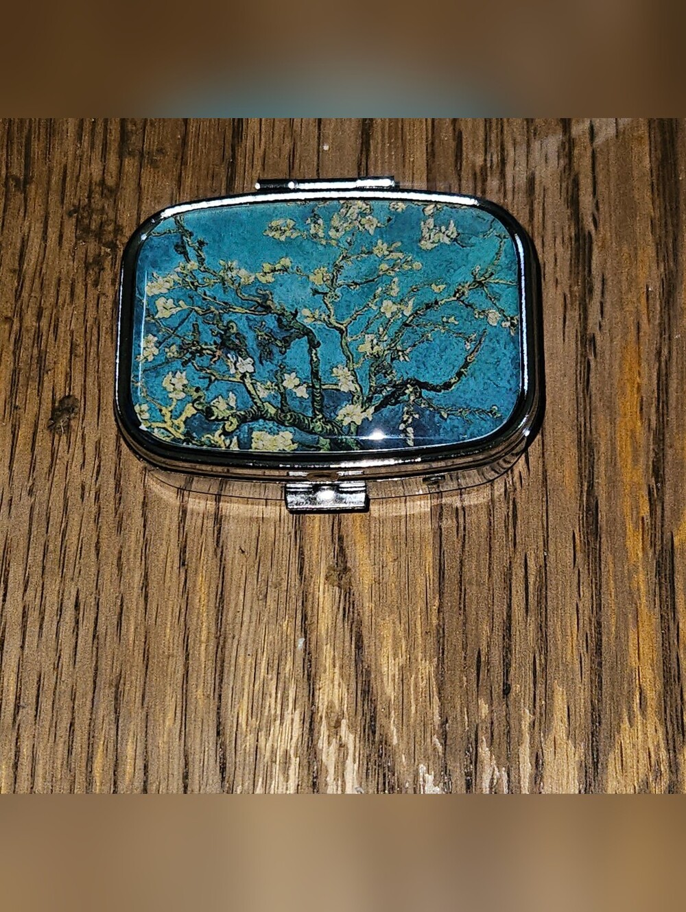 2 Compartment Small Pill Case- Van Gogh Almond Blossom Design BNIB